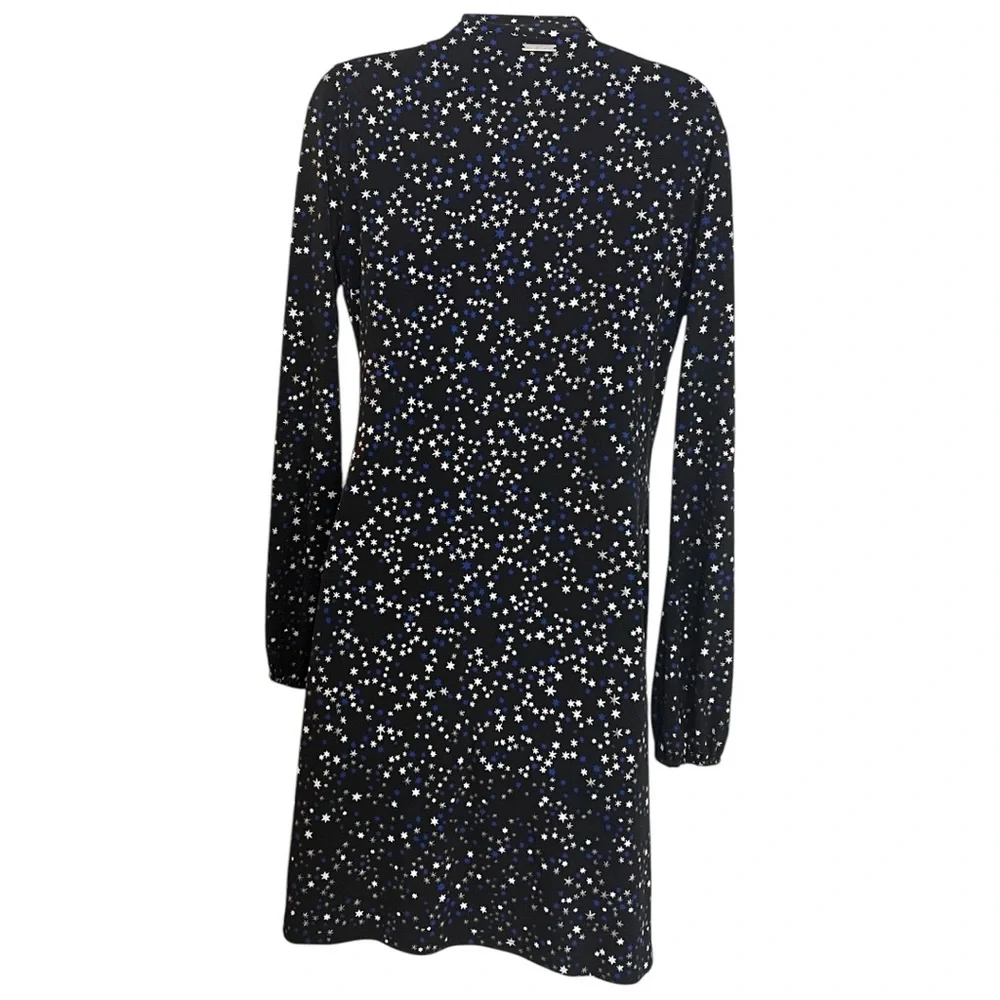 Michael Kors Star Foil Metallic Shift Dress Short Black Mini Dress Medium